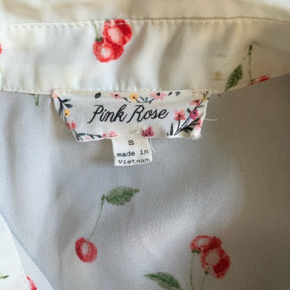 Pink Rose short sleeve top with cherries - Picture 5 of 8